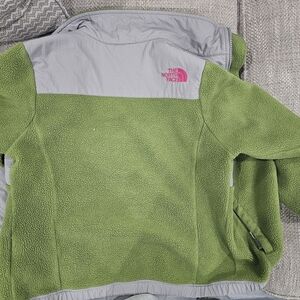 The North Face Kids Green and Gray Fleece Hoodie
